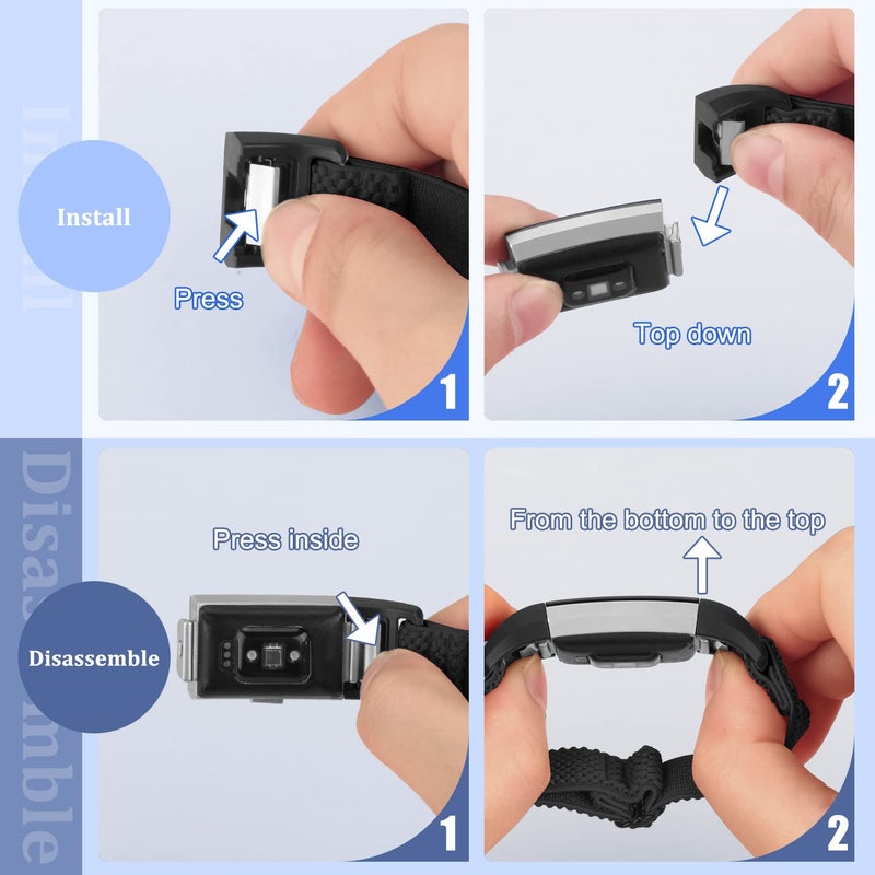 TumpCez أشرطة مطاطية TumpCez متوافقة مع سوار Fitbit Charge 2، حزام بديل ناعم قابل للتعديل من النايلون المرن للنساء والرجال في Fitbit Charge 2 - Image 4