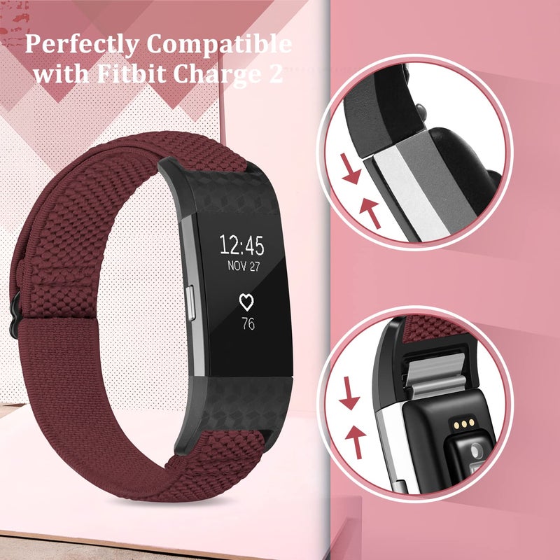 TumpCez أشرطة مطاطية TumpCez متوافقة مع سوار Fitbit Charge 2، حزام بديل ناعم قابل للتعديل من النايلون المرن للنساء والرجال في Fitbit Charge 2 - Image 2