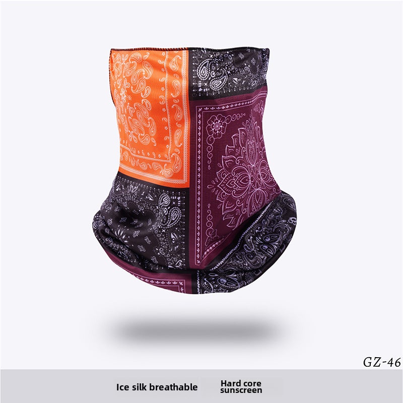 Generic Ice Silk Cycling Neck Gaiter Breathable Sunshade GZ-46 Colorblock Cashew