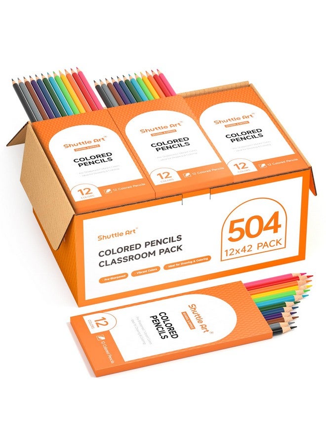 Shuttle Art 504 Colored Pencils Bulk, 12 Vibrant Colors, Pack of 42, Pre-sharpened Coloring Pencils, Wood Colored Pencil for Kids Teachers, Classroom Essentials, Back to School Supplies - Image 1