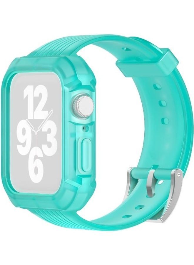 NIBEMINENT TPU Integrated Fuel Injection Replacement Watchbands For Apple Watch Series 1/2/3/4/5/6/7/SE 42-44-45mm Transparent Green - Image 1