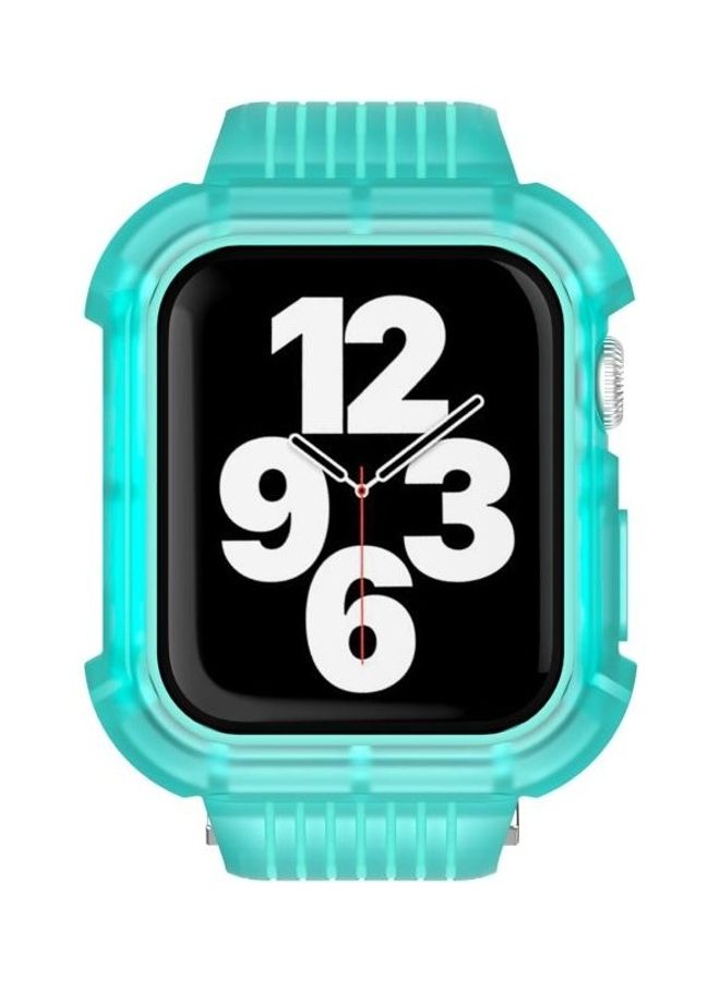 NIBEMINENT TPU Integrated Fuel Injection Replacement Watchbands For Apple Watch Series 1/2/3/4/5/6/7/SE 42-44-45mm Transparent Green - Image 2