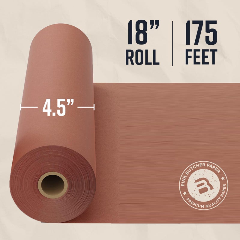 Bryco Goods Pink Butcher Paper Roll 18"x175' (2100 Inch) - Food-Grade Peach Butcher Paper for Smoker, BBQ, Grilling, Smoking Meat - USA Made - Unbleached, Uncoated and Unwaxed - Image 4