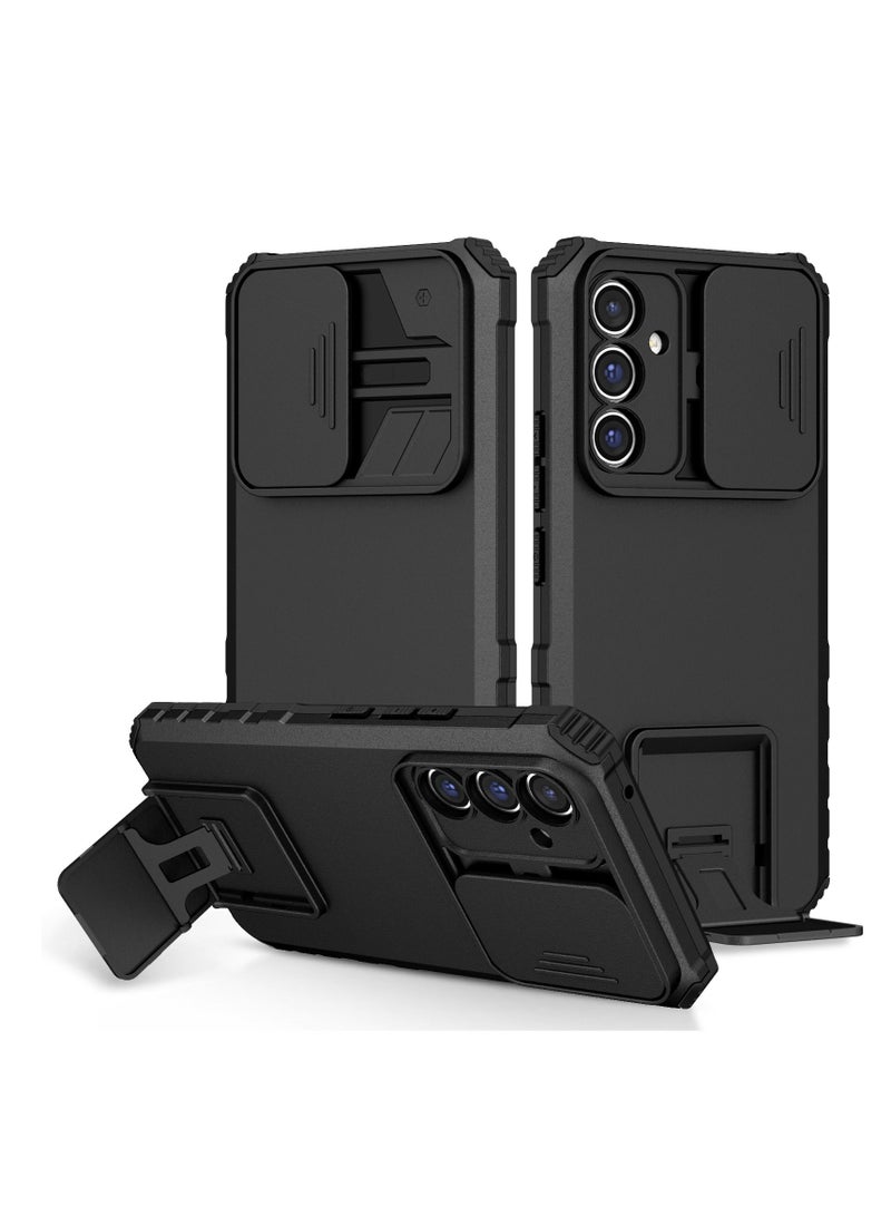 Samsung Galaxy A54 5G Black Mobile Phone Case Cover, Innovative Telescopic Bracket, Sliding Protection Camera Window, Bumper Shockproof Phone Back Cover  - Image 1