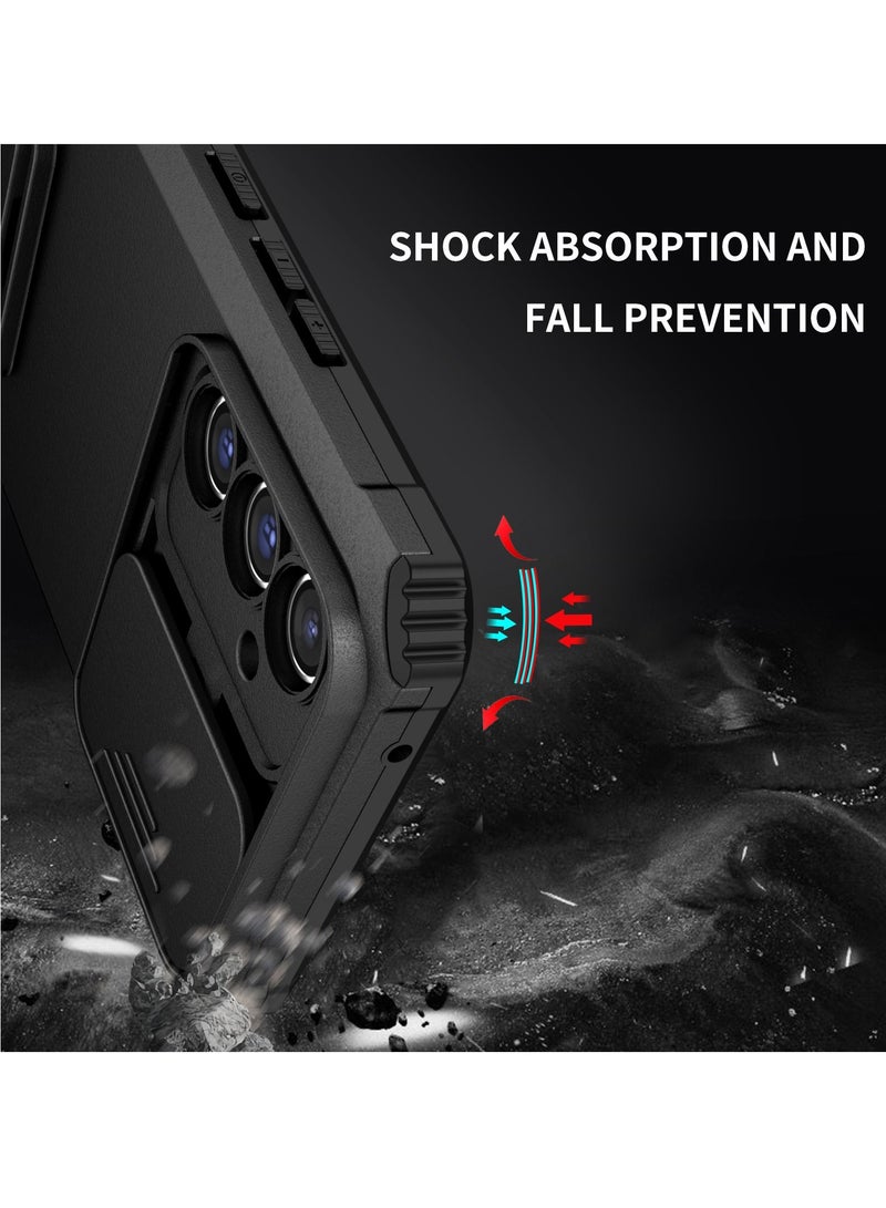 Samsung Galaxy A54 5G Black Mobile Phone Case Cover, Innovative Telescopic Bracket, Sliding Protection Camera Window, Bumper Shockproof Phone Back Cover  - Image 4