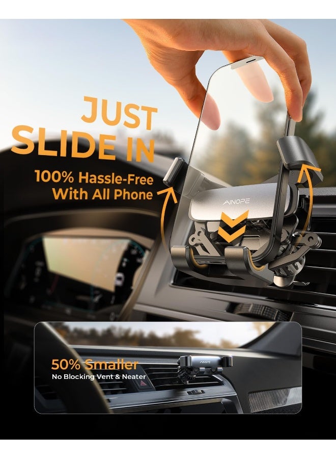 AINOPE Gravity Car Phone Holder 2025 Upgrade Mobile Holder for Car Vent Auto Lock Hands-Free Accessories Interior fits for All 4-7 IN Phone Samsung Galaxy S25 S24 Ultra iPhone 16 Pro Max Plus 15 14 - Image 2
