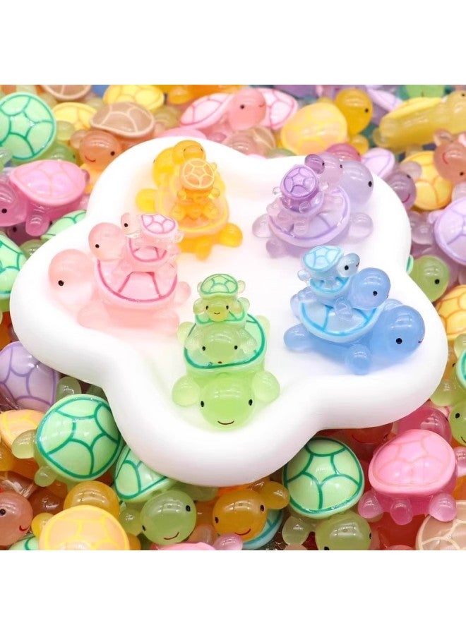Glow-In-The-Dark Turtle Pair Toy Desktop Creative Ornaments Cute Cartoon Three-Dimensional Children's Blind Bag Wholesale Resin