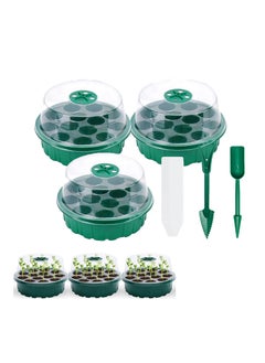 Generic Plant Germination Trays Kit, Thicken Round Seed Trays 3Pack Cells Potting Trays, Seed Propagators Trays with Lids, Propagators for Plants Seed Growing Garden Greenhouse  - Image 1