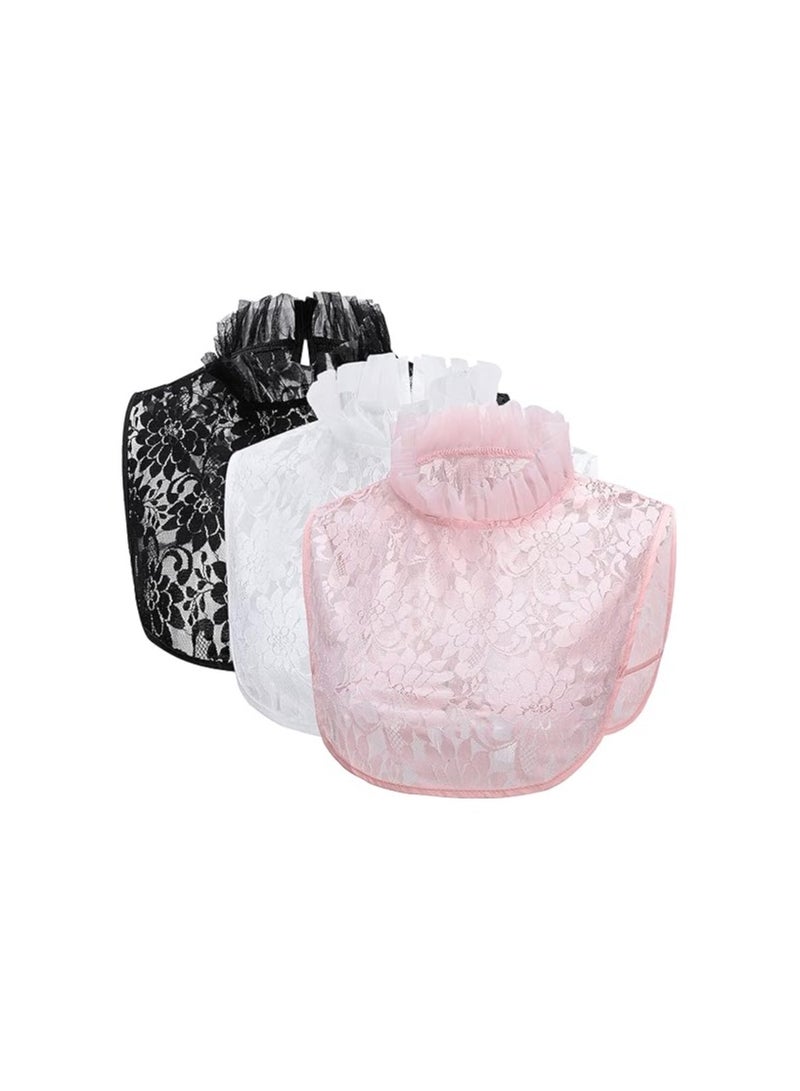 SOLARAE 3 Pack Women’s Detachable Lace Fake Collars - Adjustable Half Shirt Dickey for Sweaters, Dresses, Uniforms, Jackets, and Casual Outfits. Perfect for Layering and Style Enhancement. - Image 1
