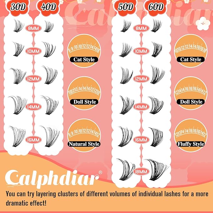 Calphdiar Wispy Cluster Lashes D Curl Individual Eyelashes Natural Lash Clusters Fluffy Lashes Individual Cluster 476pcs DIY Lash Extensions for Beginners3040506080100D - Image 4
