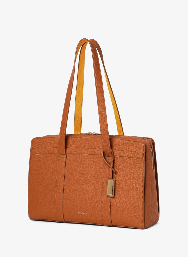 MOKOBARA The Celeste Tote Bag | Fits upto 15" Laptop | Lightweight | Perfect for Work and Daily Use | Laptop Sleeve | Organizational Pocket | Office Bag for Women (Tan 3.0 | Brown) - Image 1