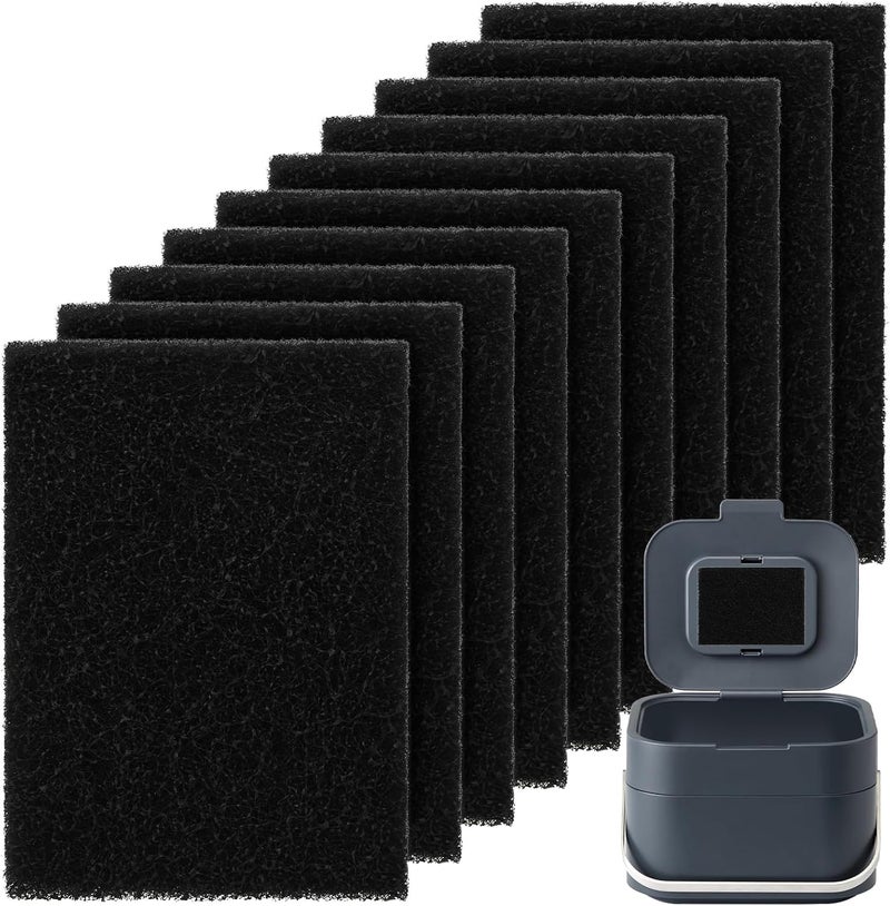 Mellbree Odor Filter Compatible with Joseph Joseph Food Caddy 10Pcs, Black, Stainless Steel, Rectangular, 9cm x 7.5cm, Compost Bin Filter - Image 1
