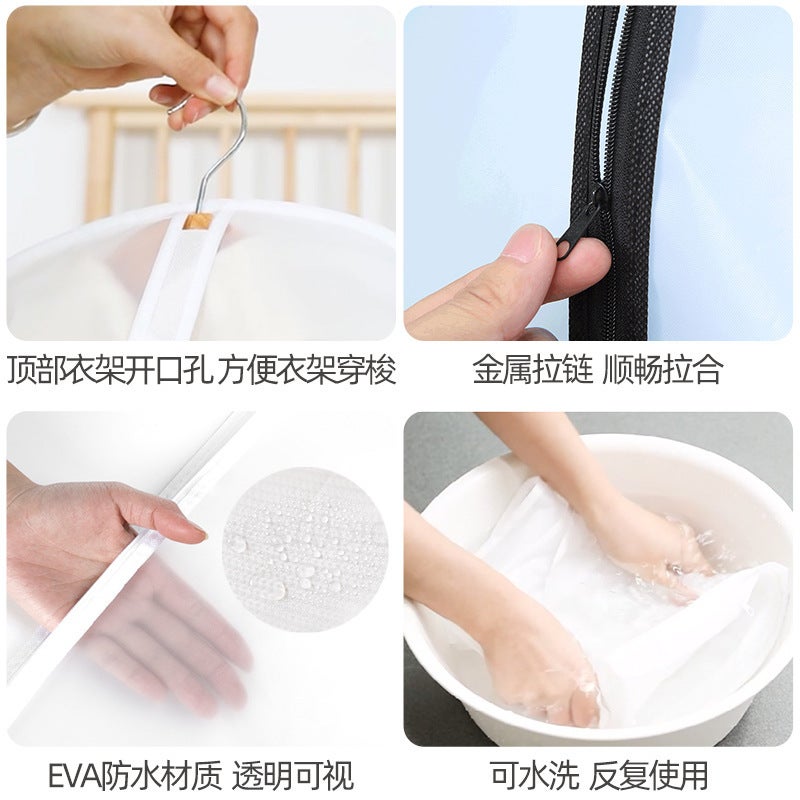 Dust Bag Large Household Transparent Waterproof Coat Indoor Washable Hanging Bag Clothing Clothes Dust Cover - Image 4