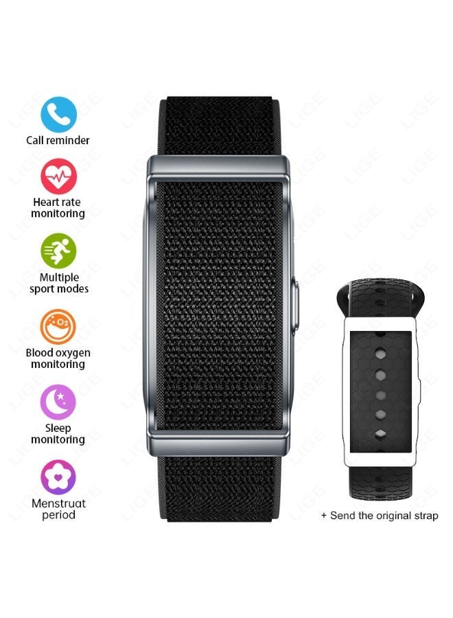 لييج سوار ذكي أنيق ومتين للرجال، جهاز تتبع اللياقة البدنية بدون شاشة، تتبع الصحة على مدار 24 ساعة، خفيف الوزن وقابل للحمل، مقاوم للماء IP68، يأتي مع حزامين قابلين للتبديل باللون الأسود، مناسب للاستخدام في الهواء الطلق. - Image 1