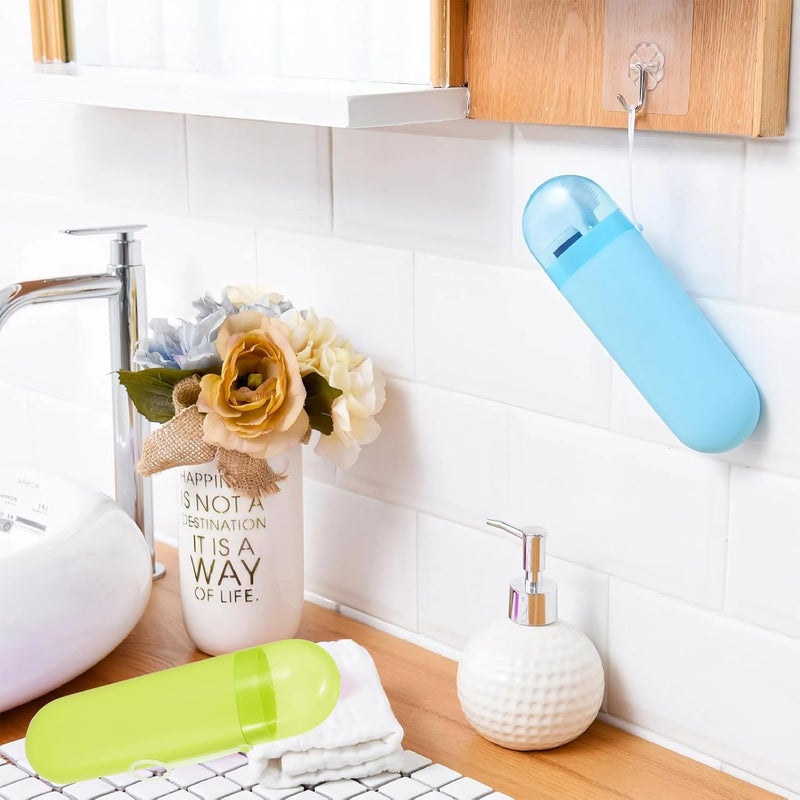 PRAMANTA Toothbrush Holder Box Travel Toothbrush Holder Container Bathroom Storage Organizer Case for Daily and Travel Use with Hanger (2Pcs) - Image 4
