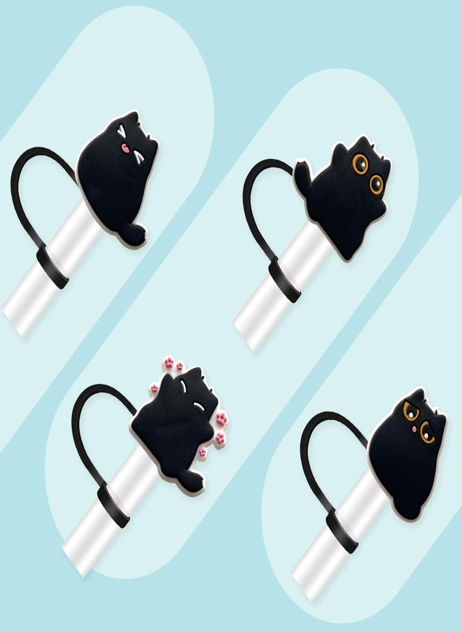 Hedbitoyo 8Pcs Black Cat Straw Cover for Stanley, 10mm Silicone Straw Topper, Straw Covers Cap for Stanley Cup 30&40oz with Tumblers - Image 3