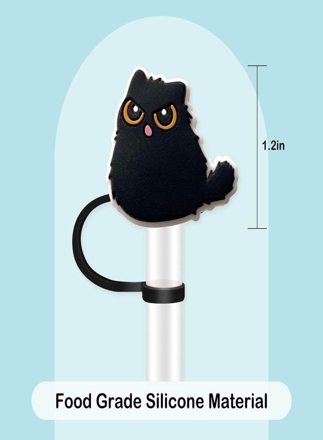 Hedbitoyo 8Pcs Black Cat Straw Cover for Stanley, 10mm Silicone Straw Topper, Straw Covers Cap for Stanley Cup 30&40oz with Tumblers - Image 2