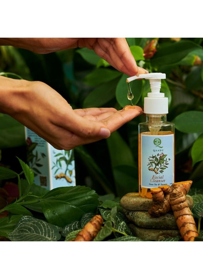 QAADU Facial Wash With Green Tea, Turmeric, Vitamins A & E | Vegan, Mild & Refreshing Face Cleanser, Suitable For All Skin Types, Anti Inflammatory And Hydrating Properties | 100Ml |  - Image 5