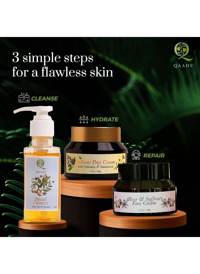 QAADU Facial Wash With Green Tea, Turmeric, Vitamins A & E | Vegan, Mild & Refreshing Face Cleanser, Suitable For All Skin Types, Anti Inflammatory And Hydrating Properties | 100Ml |  - Image 4