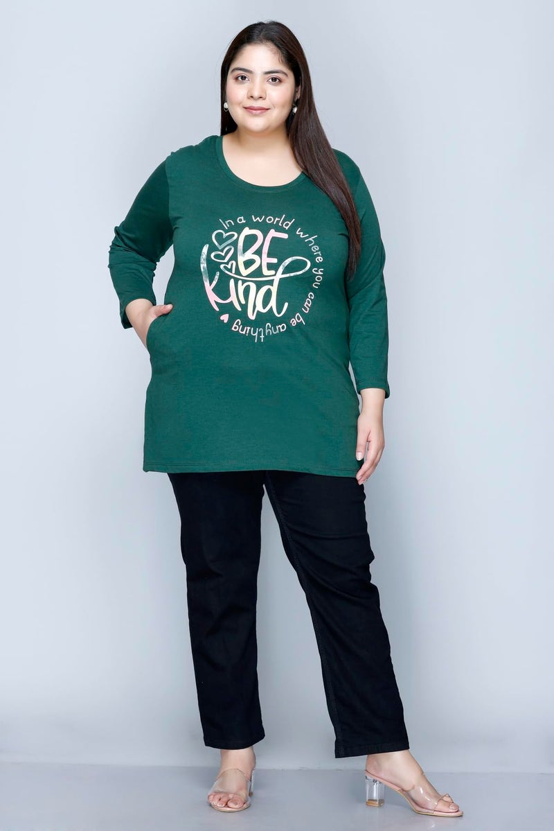 In Love Women's Graphic Print Cotton Round Neck Full Sleeve Plus Size T-Shirt,FSTP110CP02_XL - Image 2