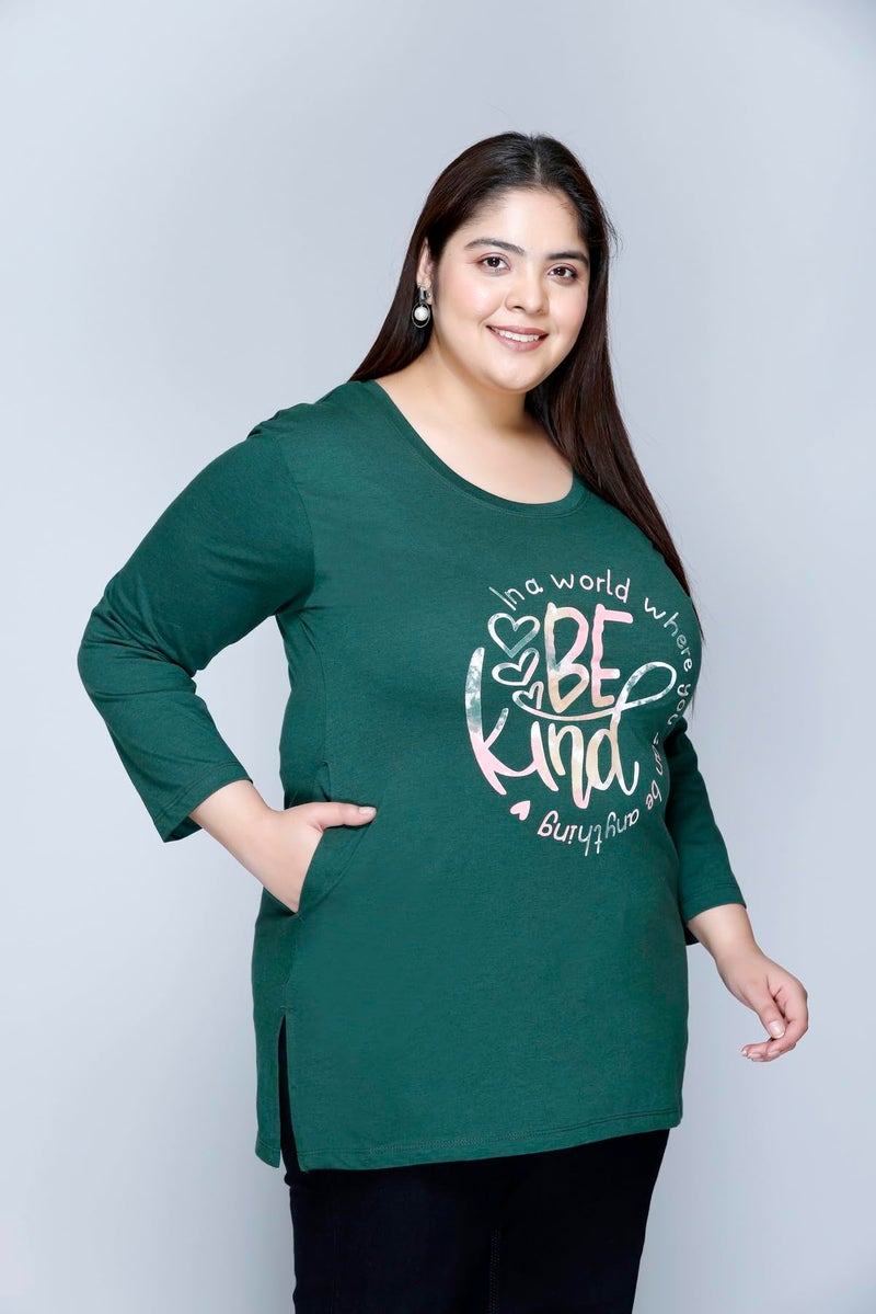In Love Women's Graphic Print Cotton Round Neck Full Sleeve Plus Size T-Shirt,FSTP110CP02_XL - Image 5