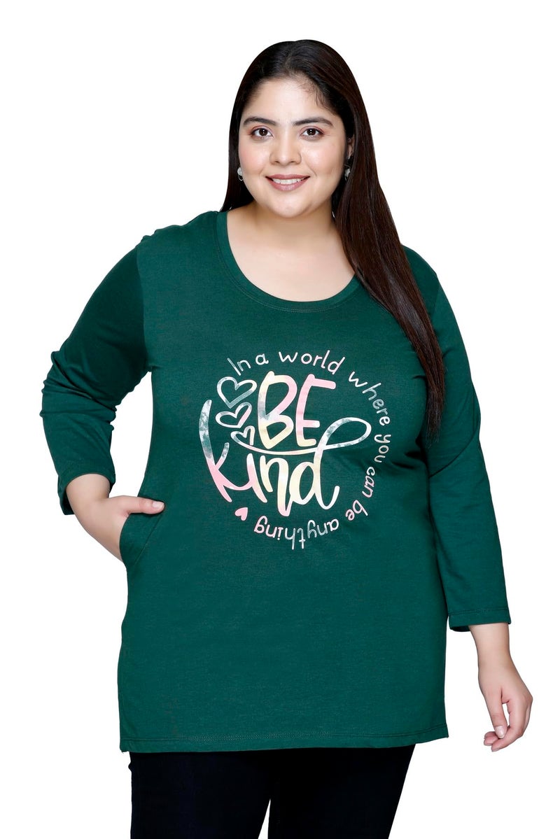 In Love Women's Graphic Print Cotton Round Neck Full Sleeve Plus Size T-Shirt,FSTP110CP02_XL - Image 1