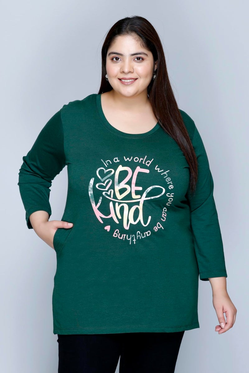 In Love Women's Graphic Print Cotton Round Neck Full Sleeve Plus Size T-Shirt,FSTP110CP02_XL - Image 3