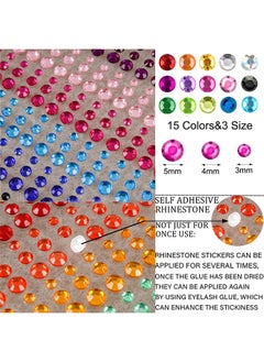 Depend Crystal Gem Stickers Rhinestone Self Adhesive Jewels Sticker For Face Eyes Nails Kids DIY Craft Cards Embellishment Diamond Decorations 15 Colors 3 Sizes 900 PCS  - Image 3