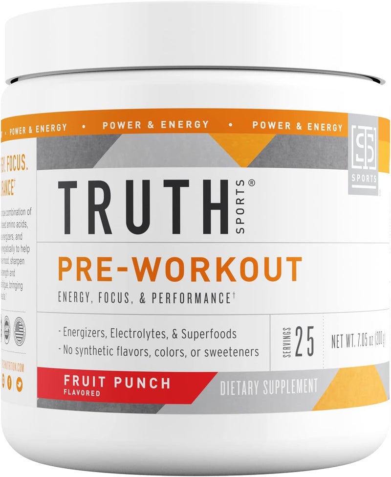 Truth Nutrition Pre Workout Powder  Natural PreWorkout for Men  Women Vegan BCAA Amino Energy Powder Keto Friendly  No Artificial Flavors Sweetners or Dyes Fruit Punch - Image 1