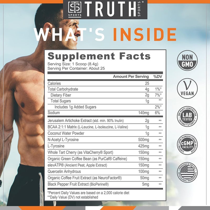 Truth Nutrition Pre Workout Powder  Natural PreWorkout for Men  Women Vegan BCAA Amino Energy Powder Keto Friendly  No Artificial Flavors Sweetners or Dyes Fruit Punch - Image 5