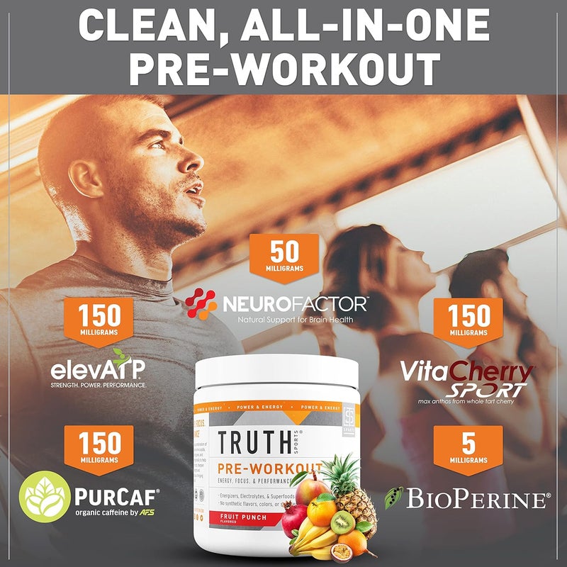 Truth Nutrition Pre Workout Powder  Natural PreWorkout for Men  Women Vegan BCAA Amino Energy Powder Keto Friendly  No Artificial Flavors Sweetners or Dyes Fruit Punch - Image 4