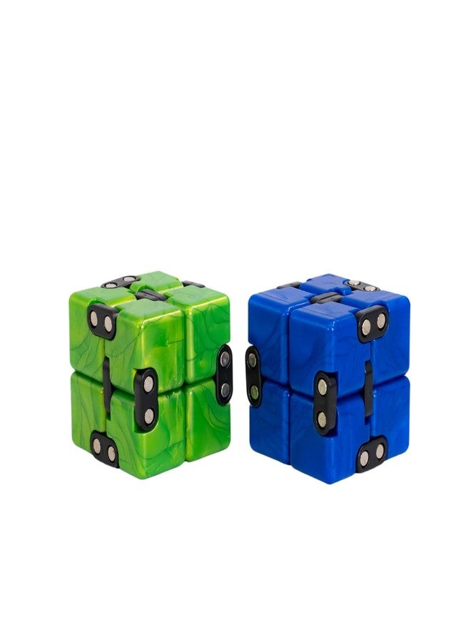 Cubelelo Drift Infinity Cube Combo (Pack of 2 - Blue & Green) | Stress Relief Fidget Toy for Focus & Anxiety Reduction | Portable Pocket-Sized Desk Gadget for All Age - Image 1