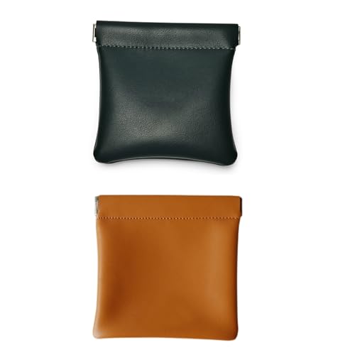 ANZAILALA Small Pouches for Women Makeup Pouch Mini Coin Pouch for Men Women(2 Pcs, Black + Brown) - Image 1
