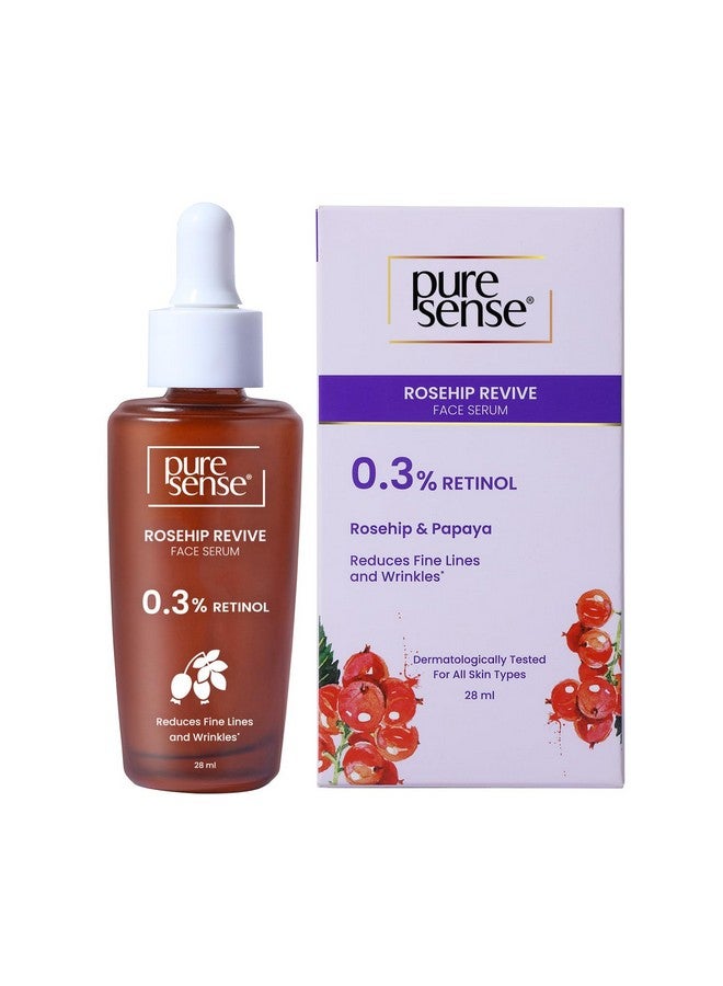 PureSense 0.3% Retinol Rosehip Face Serum For Anti Aging & Younger Looking Skin For Men And Women 28Ml - Image 1