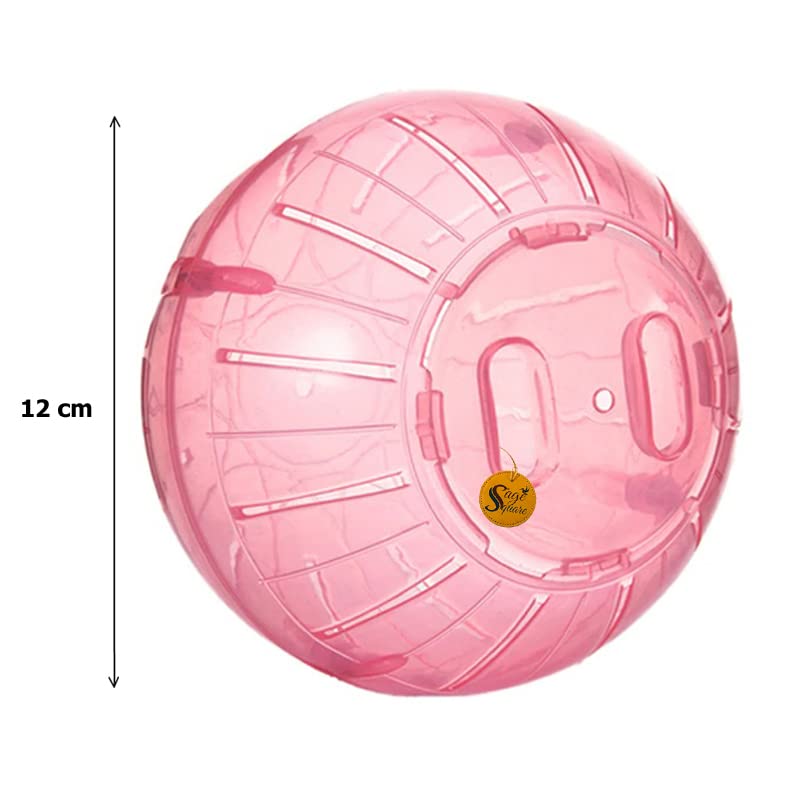 Sage Square كرة جري الهامستر، ألعاب، ملحقات القفص رائعة للجري، التمارين، اللياقة البدنية، للهامسترات، الفئران، الجربيل، إلخ 12 سم (وردي) - Image 3