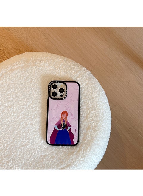 Magnetic Frozen For Apple IPhone15ProMax Phone Case 13/12 Drop-resistant 14pro Hard Cover 11-Color:Frozen (Anna's Snowflake Dancing) [magnetic Suction] Side Word Black Frame Hard Shell-Applicable Model:iPhone12/12Pro