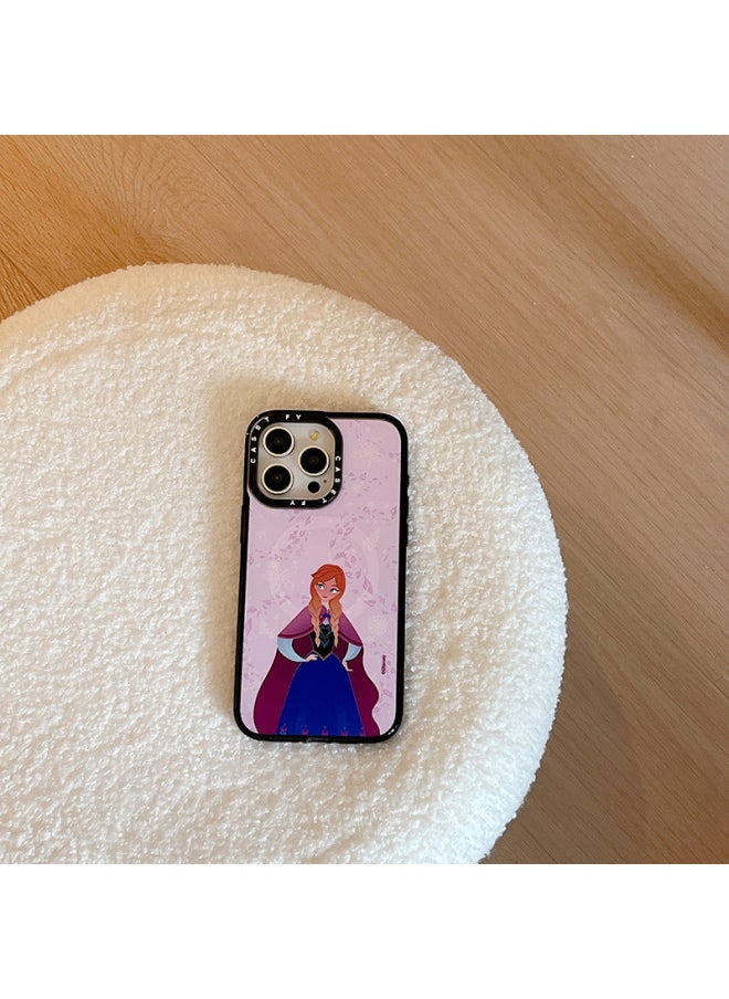Generic - Magnetic Frozen For Apple IPhone15ProMax Phone Case 13/12 Drop-resistant 14pro Hard Cover 11-Color:Frozen (Anna's Snowflake Dancing) [magnetic Suction] Side Word Black Frame Hard Shell-Applicable Model:iPhone12/12Pro - Image 1