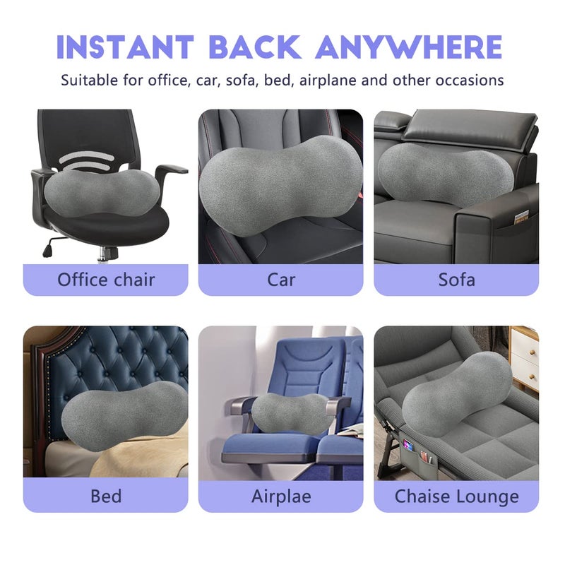 kasney Lumbar Support Pillow, Lumbar Pillow for Low Back Pain Relief, Ergonomic Memory Foam Lumbar Pillow, Breathable & Detachable & Washable, Comfy Back Pillow for Office Chairs, Car Seats (Dk Grey, Cotton) - Image 5