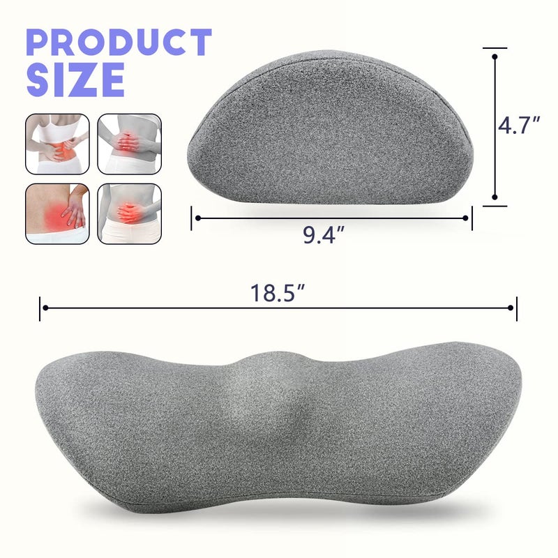 kasney Lumbar Support Pillow, Lumbar Pillow for Low Back Pain Relief, Ergonomic Memory Foam Lumbar Pillow, Breathable & Detachable & Washable, Comfy Back Pillow for Office Chairs, Car Seats (Dk Grey, Cotton) - Image 4