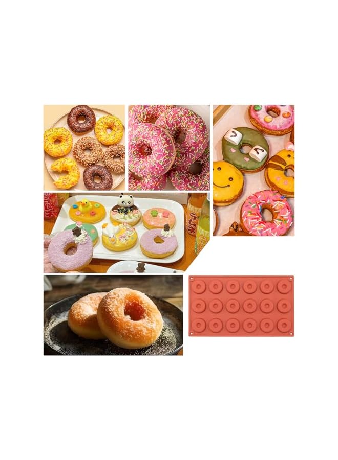 S-TOP 18 Cavity Silicone Donut Mold, Mini Donut Pan Baking Molds, Baking Tray for Muffins Jelly Cookies Candy Rings 29.1x16.9cm - Image 3