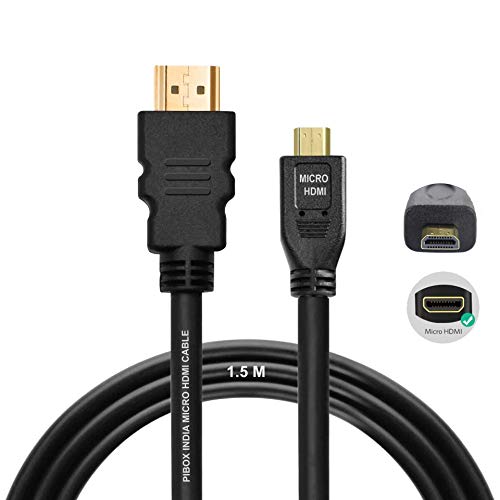 PiBOX India, Micro HDMI Cable to HDMI Cable, 4K 60Hz, 1.5 Meter 5 feet, Adapter Ethernet Audio Return for Raspberry Pi 4 pi 5 RPI, GoPro Hero 7, Sony Camera (NOT MINI DP/NOT Micro USB) - Image 1