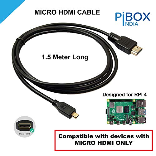 PiBOX India, Micro HDMI Cable to HDMI Cable, 4K 60Hz, 1.5 Meter 5 feet, Adapter Ethernet Audio Return for Raspberry Pi 4 pi 5 RPI, GoPro Hero 7, Sony Camera (NOT MINI DP/NOT Micro USB) - Image 3