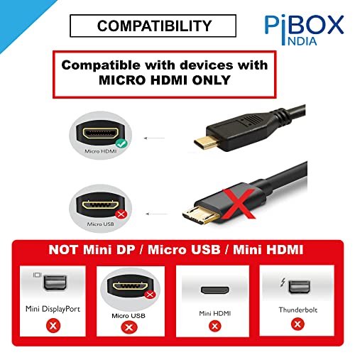 PiBOX India, Micro HDMI Cable to HDMI Cable, 4K 60Hz, 1.5 Meter 5 feet, Adapter Ethernet Audio Return for Raspberry Pi 4 pi 5 RPI, GoPro Hero 7, Sony Camera (NOT MINI DP/NOT Micro USB) - Image 4