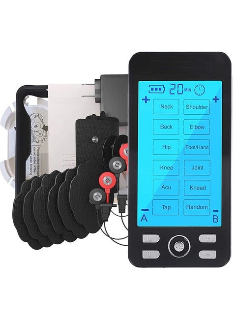 Tens Unit Machine Pulse Massager for Pain Relief, 24 Massage Modes, Rechargeable Muscle Stimulator Device with 10 Pads