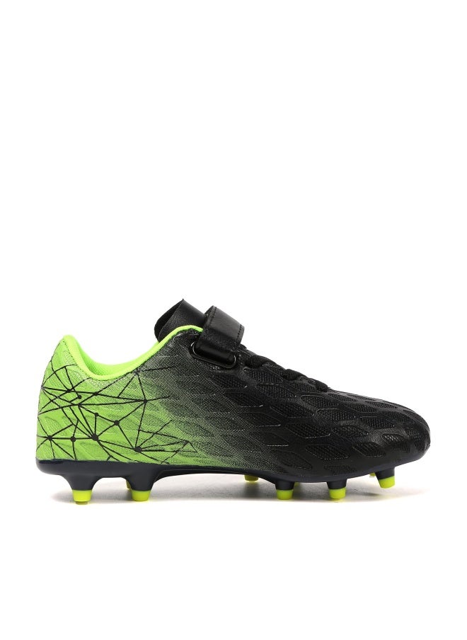 Skerxut Soccer Cleats, Kids Firm Ground Football Shoes, Boys Girls Athletic Outdoor (Black/Green, Toddler, 9, Numeric, US Footwear Size System, Medium) - Image 1