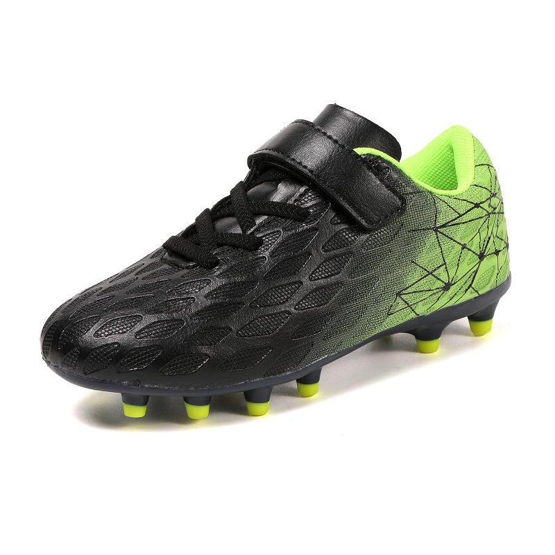 Skerxut Soccer Cleats, Kids Firm Ground Football Shoes, Boys Girls Athletic Outdoor (Black/Green, Toddler, 9, Numeric, US Footwear Size System, Medium) - Image 3
