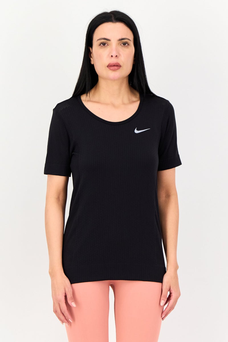 Nike Women Slim Fit Short Sleeve Training T-Shirt, Black - Image 1