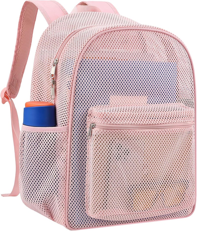 USPECLARE Heavy Mesh Backpack with Rain Cover,See Through Mesh Backpack for School,Beach,Gym,Swimming Equipment,Outdoor Sports - Image 1