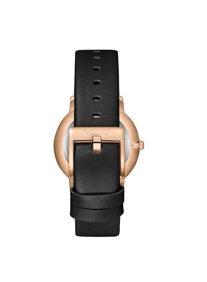 بيفرلي هيلز بولو كلوب BEVERLY HILLS POLO CLUB BP3722X.431 Men's Analog Display Watch & Leather Strap BLACK