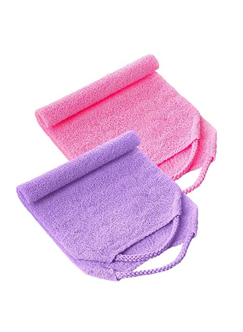 SYOSI 2 Pack Back Scrubber for Shower Exfoliating Washcloth Back Cloth Body Extended Length Scrubber Towel Nylon Exfoliating Stretchable Pull Strap Wash Cloth for Bath Body Scrub Washcloth  - Image 1